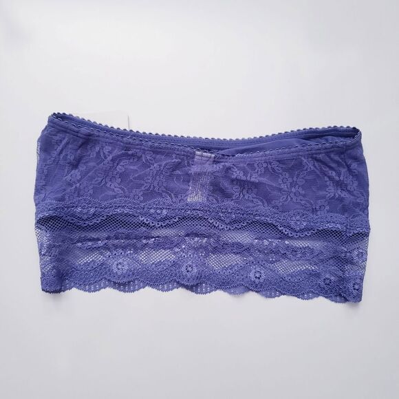 Nordstrom B. Tempted Dark Periwinkle Lace Bandeau Strapless Bra - Picture 3 of 4